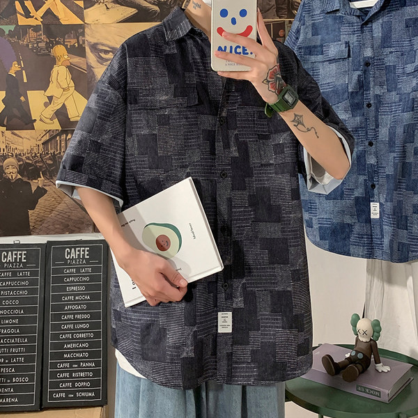 Ежедневна мъжка карирана риза с 3/4 ръкав 