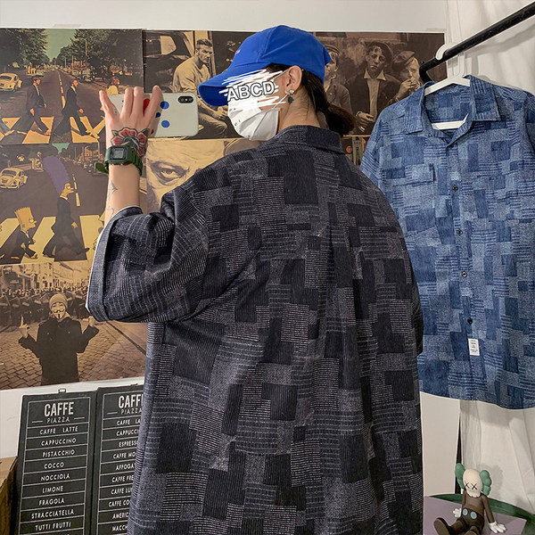 Ежедневна мъжка карирана риза с 3/4 ръкав 