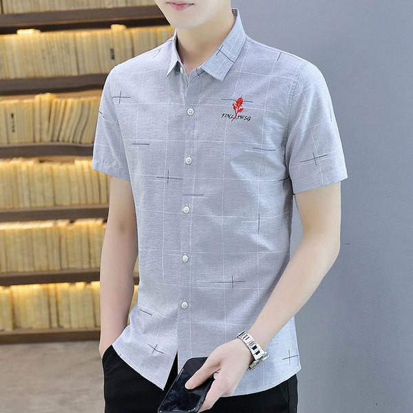 Модерна риза с бродерия и къс ръкав