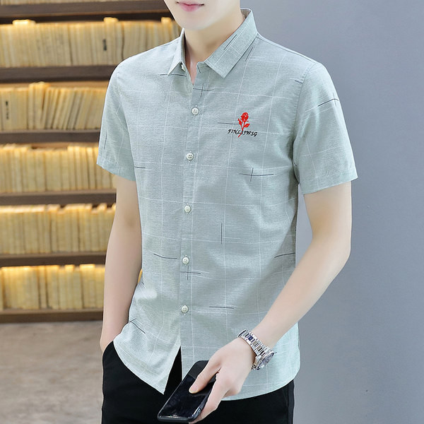 Модерна риза с бродерия и къс ръкав