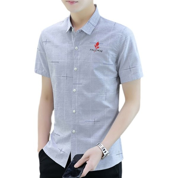 Модерна риза с бродерия и къс ръкав