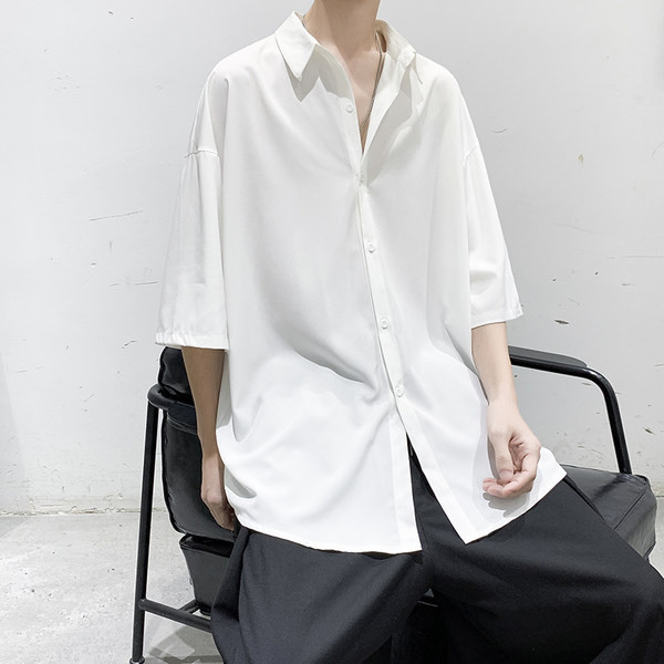 Мъжка лятна риза с 3/4 ръкав изчистен модел