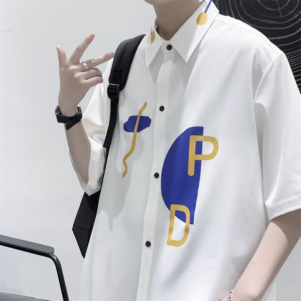 Ежедневна мъжка риза с къс ръкав широк модел