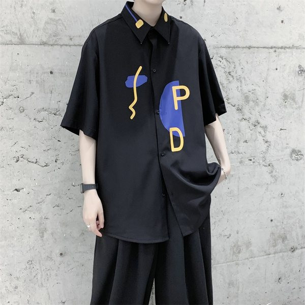 Ежедневна мъжка риза с къс ръкав широк модел