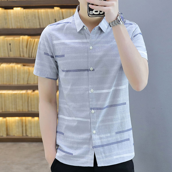 Мъжка лятна риза с копчета и класическа яка