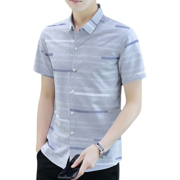 Мъжка лятна риза с копчета и класическа яка