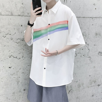 Ежедневна риза свободен модел с 3/4 ръкав за мъже