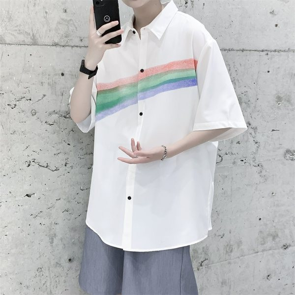 Ежедневна риза свободен модел с 3/4 ръкав за мъже