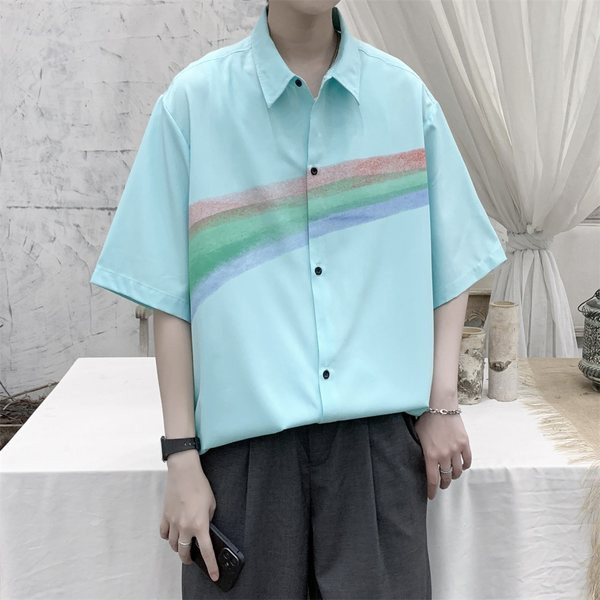 Ежедневна риза свободен модел с 3/4 ръкав за мъже