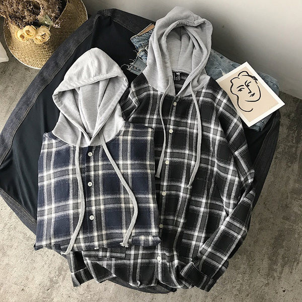 Спортно-ежедневна карирана риза с качулка