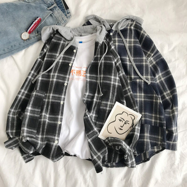 Спортно-ежедневна карирана риза с качулка