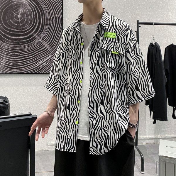 Стилна мъжка риза в леопардов принт с 3/4 ръкав 