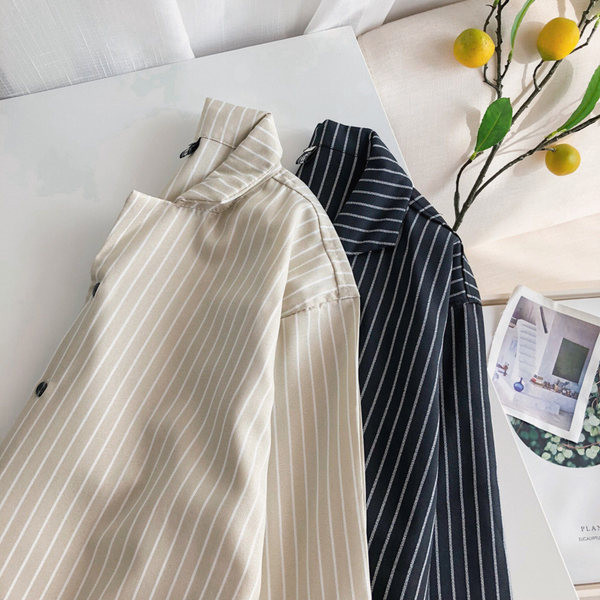 Ежедневна раирана риза с копчета - изчистен модел