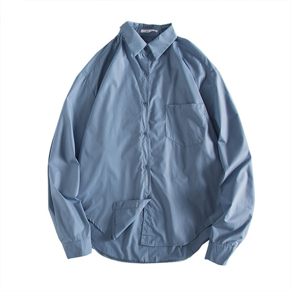 Едноцветна широка риза за мъже с джоб