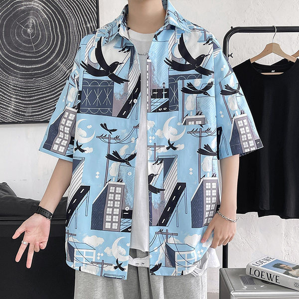 Мъжка цветна риза с 3/4 ръкав и копчета 