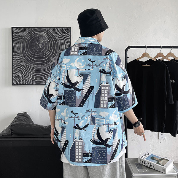 Мъжка цветна риза с 3/4 ръкав и копчета 