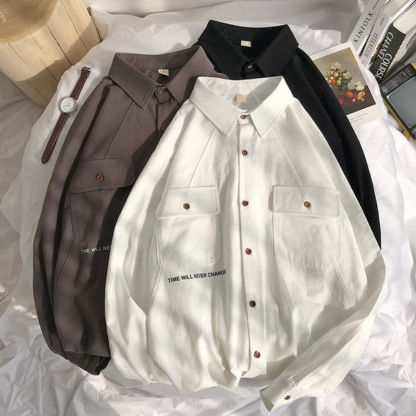 Модерна мъжка риза с големи джобове и копчета