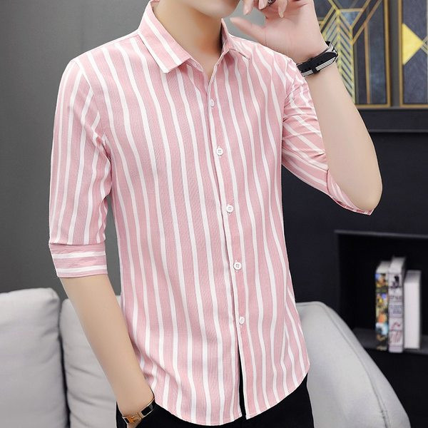 Модерна раирана риза с копчета и класическа яка