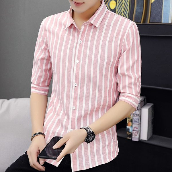 Модерна раирана риза с копчета и класическа яка