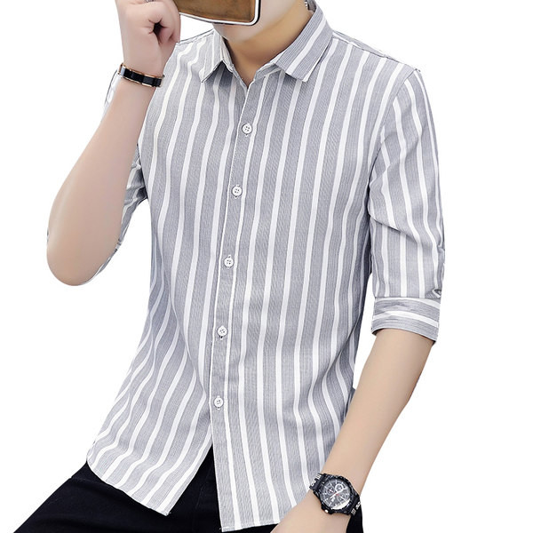 Модерна раирана риза с копчета и класическа яка