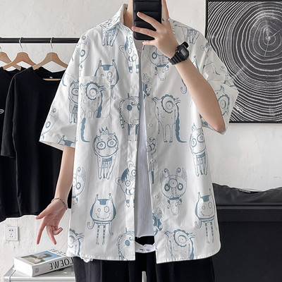 Стилна мъжка риза с апликации и класическа яка 