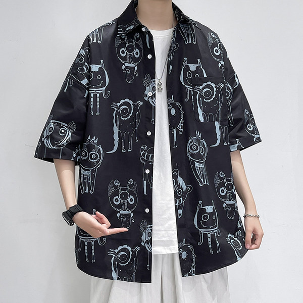 Стилна мъжка риза с апликации и класическа яка 