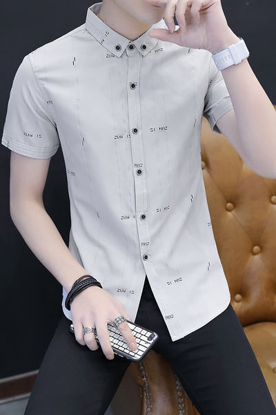 Актуална мъжка риза с копчета-в два цвята