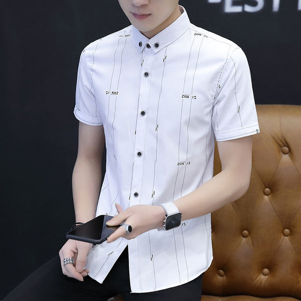 Актуална мъжка риза с копчета-в два цвята