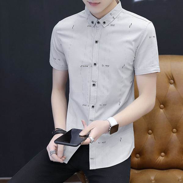 Актуална мъжка риза с копчета-в два цвята