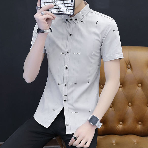 Актуална мъжка риза с копчета-в два цвята