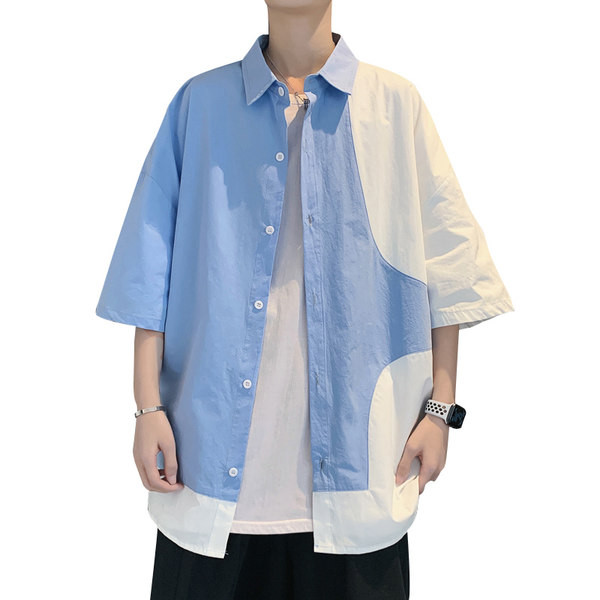 Широка ежедневна риза за мъже с 3/4 ръкав