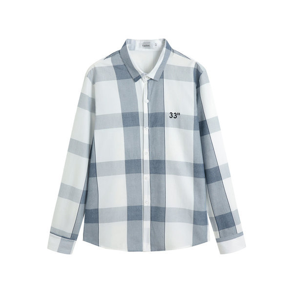 Модерна мъжка карирана риза с дълги ръкави