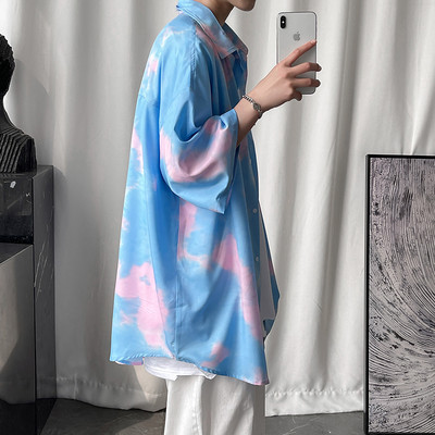 Ежедневна мъжка риза с преливащи се цветове и 3/4 ръкав 