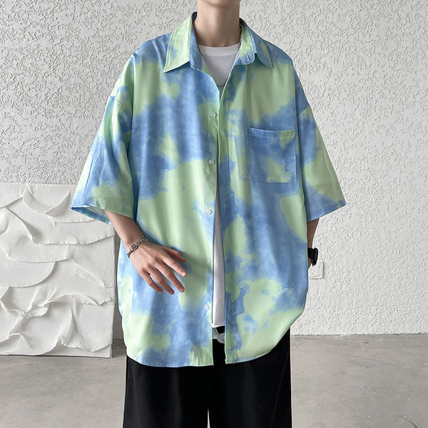 Ежедневна мъжка риза с преливащи се цветове и 3/4 ръкав 