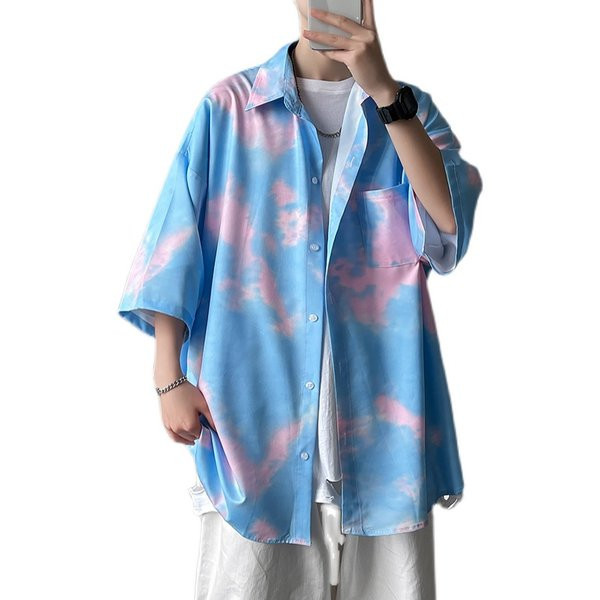 Ежедневна мъжка риза с преливащи се цветове и 3/4 ръкав 