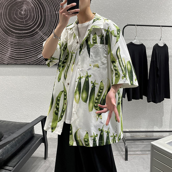 Мъжка лятна риза с 3/4 ръкав -копчета и джоб 