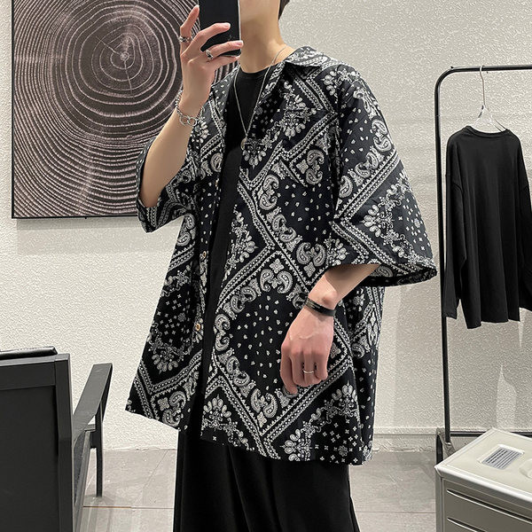 Мъжка лятна риза с 3/4 ръкав -копчета и джоб 