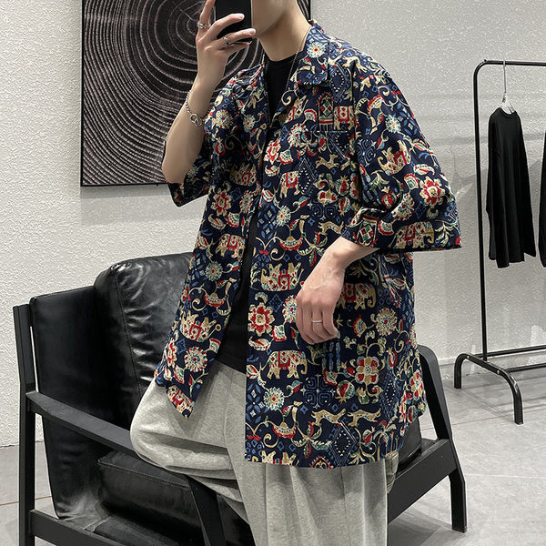 Мъжка лятна риза с 3/4 ръкав -копчета и джоб 