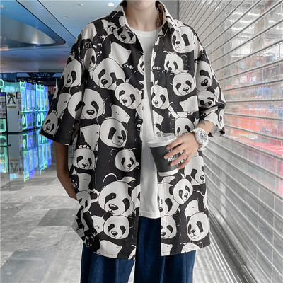 Ежедневна мъжка риза с цветна апликация и 3/4 ръкав  