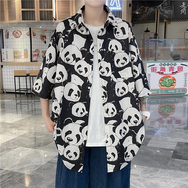 Ежедневна мъжка риза с цветна апликация и 3/4 ръкав  