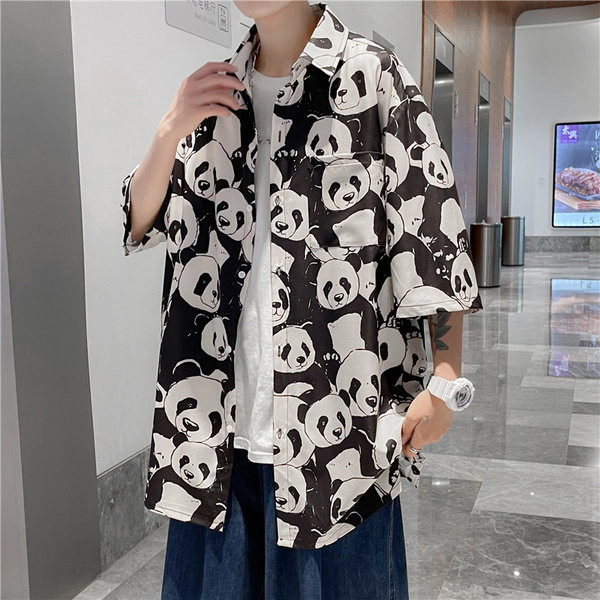 Ежедневна мъжка риза с цветна апликация и 3/4 ръкав  