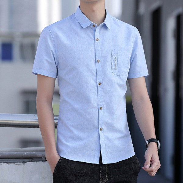 Стилна мъжка риза с джоб-Slim модел