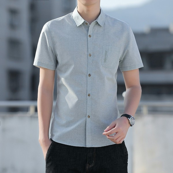 Стилна мъжка риза с джоб-Slim модел