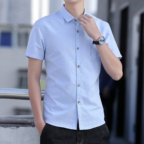 Стилна мъжка риза с джоб-Slim модел