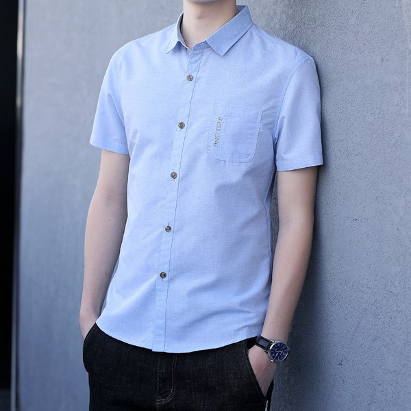 Стилна мъжка риза с джоб-Slim модел