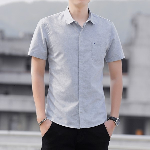 Актуална мъжка риза с джоб и къс ръкав