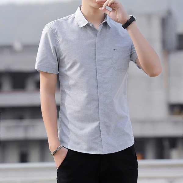 Актуална мъжка риза с джоб и къс ръкав