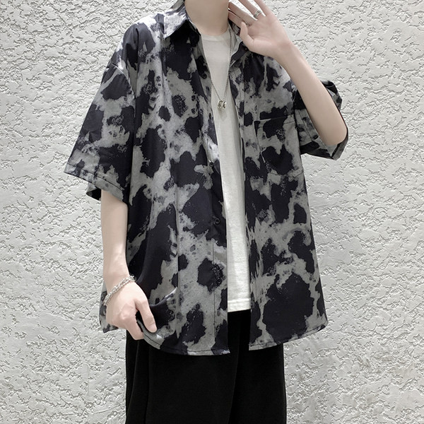 Лятна риза с къс ръкав в преливащи се цветове