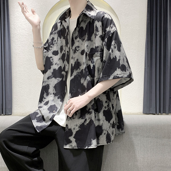 Лятна риза с къс ръкав в преливащи се цветове