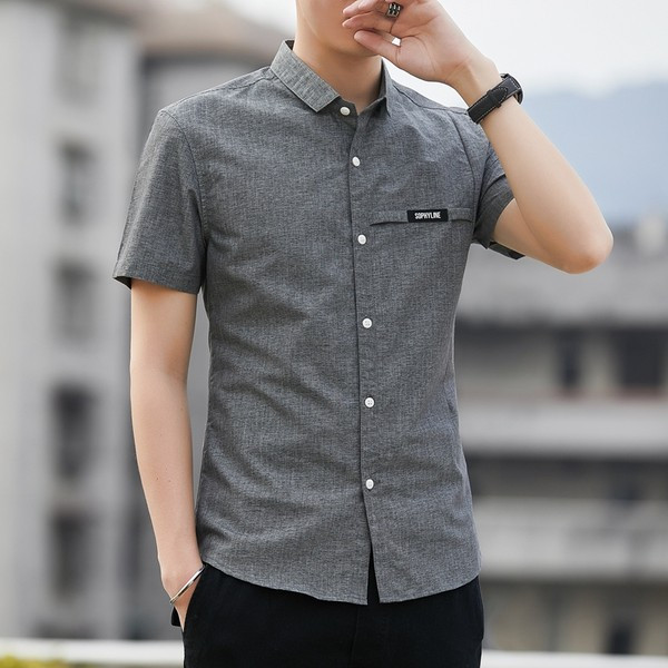 Модерна риза с джоб и копчета